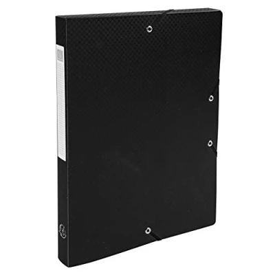 Abbildung von Exacompta 59681E Sammelbox OPAK 25mm mit Gummizug aus blickdichtem Kunststoff für DIN A4 Archivbox Heftbox Zeichenbox Sammelmappe schwarz