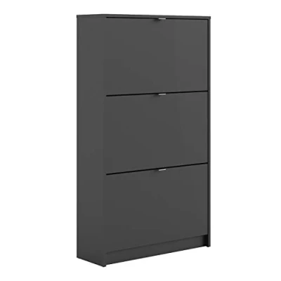 Abbildung von Schuhschrank mit drei Türen doppelter Tiefe, Farbe schwarz, 70,3 x 123,6 24,05 cm