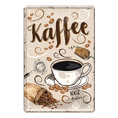 Abbildung von helges shop Kaffee Blechschild Retro Deko Espresso Schild Metallschild zur Dekoration von Küche Kaffeeladen American Cafe Diner Bistro Anleitung Rezept Zubereitung 20x30cm