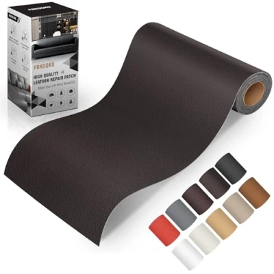 Abbildung von Leder kunstleder selbstklebend, 10 x 200cm Reparatur set, Kit für Möbel, Sofa, Autositze, Taschen, und Renovierung(Kaffee)
