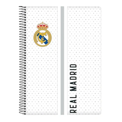 Abbildung von Safta Real Madrid 1. Team 24/25, Notizbuch, Viertel, 80 Blatt, Hardcover, 1Design, ideal für Kinder verschiedener Altersgruppen, bequem und vielseitig, 15,5 x 22 cm, Weiß/Grau