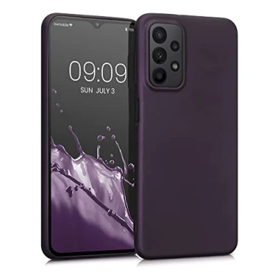 Abbildung von kwmobile Case kompatibel mit Samsung Galaxy A23 4G / 5G Hülle Schutzhülle aus Silikon metallisch schimmernd Handyhülle Metallic Brombeere