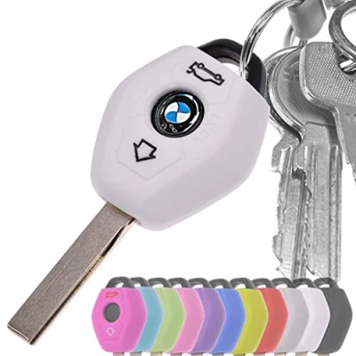 Abbildung von Auto Schlüssel Hülle Silikon Schutz Cover Weiß für BMW E46 E83 E52 E85 E86 E39 E61 E60 E53