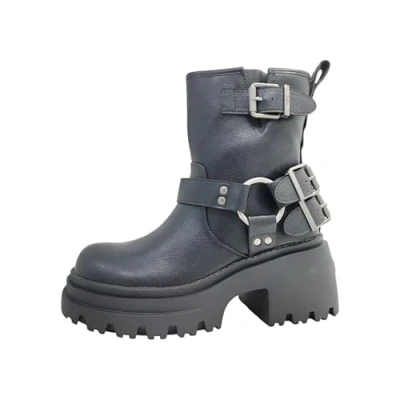 Abbildung von Buffalo Bravr Biker Damenschuhe Stiefel Reißverschluss Schwarz Freizeit, Schuhgröße:40 EU