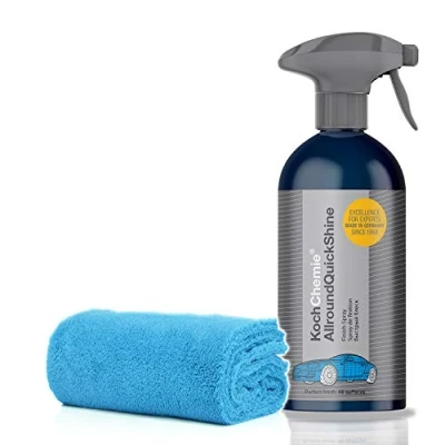 Abbildung von detailmate KochChemie Quick Detailer Set: AllroundQuickShine 500ml + Mikrofasertuch Superflausch 40x40cm, 550GSM