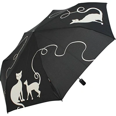 Abbildung von Knirps® Taschenregenschirm Slim Duomatic mit Auf Zu Automatik kitty, immer dabei, passt in jede Tasche