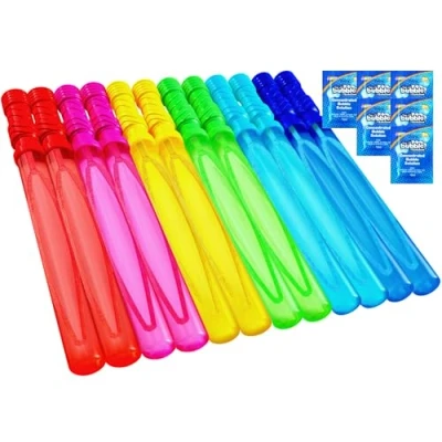 Abbildung von JOYIN 12 Stück 4oz(118ml) Seifenblasen Stab, Set Kinder mit Beutel 12ml Seifenblasenflüssigkeit, Seifenblasenschwert für Hochzeit Geburtstag Party Taufe Valentinstag, Sommerspielzeug
