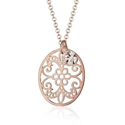Abbildung von Elli Halskette Damen Ornament mit Kristalle in 925 Sterling Silber Rosé vergoldet