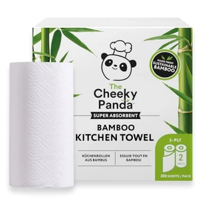 Abbildung von The Cheeky Panda Küchenrolle Bambus 200 Blatt 2 Lagig Papierhandtücher Rollen Super Saugfähig und Nachhaltig