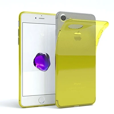 Abbildung von EAZY CASE Hülle kompatibel mit iPhone SE (2022/2020) / 8/7 Schutzhülle Silikon, Ultra dünn, Slimcover, Handyhülle, Silikonhülle, Backcover, Durchsichtig, Klar Gelb