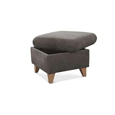 Abbildung von CAVADORE Hocker Lotta / Skandinavischer Stauraumhocker als Beistellhocker oder Fußhocker 58 x 47 Webstoff Paris Dunkelgrau Quadratisch