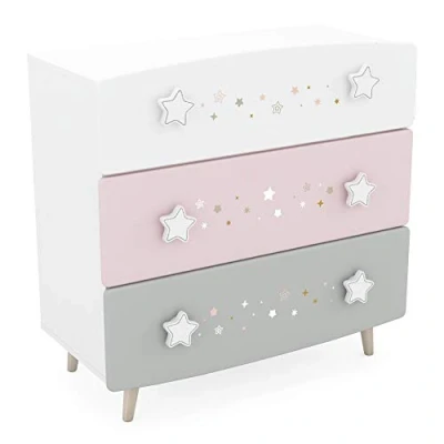 Abbildung von habeig Kommode Himmelssterne #443 Kinderzimmer Schrank Prinzessin Sideboard