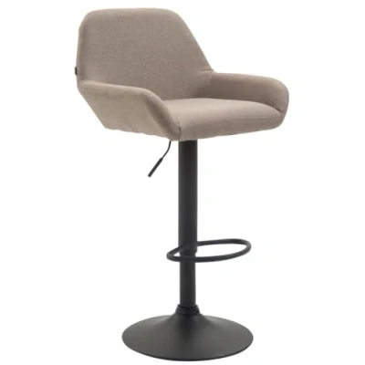 Abbildung von CLP Barhocker Braga Stoffbezug I Höhenverstellbarer Barstuhl Mit Metallgestell Thekenhocker Integrierter Fußstütze, Farbe:Taupe, Gestell Farbe:schwarz