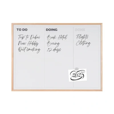 Abbildung von Bi Office KanBan Planertafel, magnetisch, trocken abwischbar, Kiefernholzrahmen, 60 x 45 cm