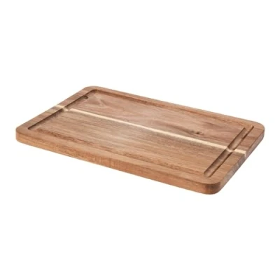 Abbildung von Excellent Houseware Schneidebrett 28x20cm Holz Akazie rechteckig mit Saftrille Holzschneidebrett aus Akazienholz Holzbrett Holztablett zum Servieren Küchenbrett Servierbrett Natur Braun