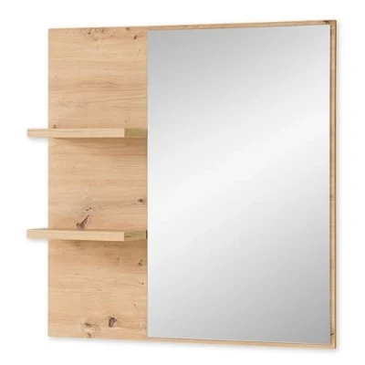 Abbildung von BARI Wandspiegel in Artisan Eiche Optik FSC zertifiziert Praktischer Spiegel mit Ablage für Flur &amp; Garderobe 78 x 80 17 cm (B/H/T)