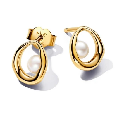 Abbildung von Pandora Paar Ohrstecker Essence Damen Oval mit Perle Vergoldet 263295C01