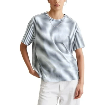 Abbildung von Marc OߴPolo Denim Damen T Shirt aus Bio Baumwolle gestreift, Mehrfarbig (Medium Blue Multi 01), XL