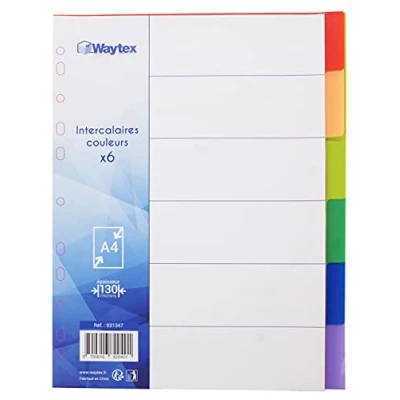 Abbildung von WAYTEX 931347 Register A4, 6 Tasten, neutral, Polypropylen, lebendige Farben, mit Indexen