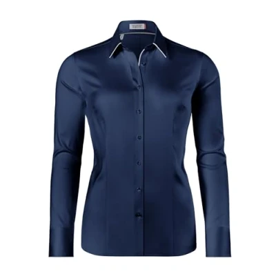 Abbildung von Vincenzo Boretti Tailliert Stretch Hemdbluse, Damen, Größe: 42, Dunkelblau