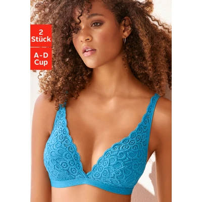 Abbildung von petite fleur Bralette BH (Packung, 2 Stück) ohne Bügel aus Spitze, Dessous