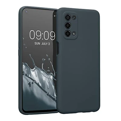 Abbildung von kwmobile Slim Case kompatibel mit Oppo A74 (5G) / A54 Hülle Handyhülle aus Silikon in Dunkler Schiefer