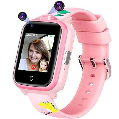 Abbildung von Mingfuxin 4G Kinder Smartwatch, Wasserdichtes Smartwatch Telefon mit Dual Kamera, GPS Tracker WiFi Videotelefonanruf SOS für Mädchen Jungen 3 14 Geburtstagsgeschenke (Rosa)