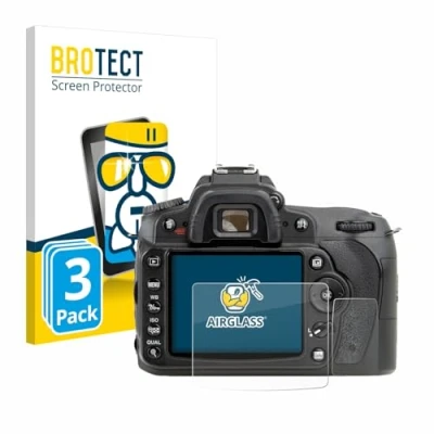Abbildung von BROTECT Schutzglas für Nikon D90 (3 Stück) Schutzfolie Panzer Folie Glas [Extrem Kratzfest 9H, Anti Fingerprint, Ultra Transparent]