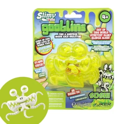 Abbildung von Slimy Gooblins schleimige Ghost Schleim Monster 100g super dehnbarer Original Slime mit lustig gruseligen Skeletten zum Entdecken und Sammeln Knetspielzeug (3 Jahre), Farbe:Gelb