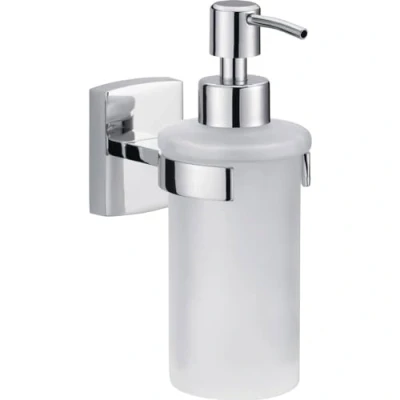 Abbildung von tesa Seifenspender 1x klaam Design Seifenspender, (Komplett Set, 2 tlg), chrom weiß 12,5 cm : 7 17
