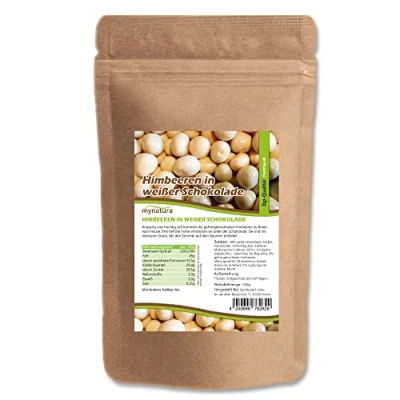 Abbildung von Mynatura Himbeeren, gefriergetrocknet, in weißer Schokolade I Himbeeren umhüllt von Müsli Snack Raspberry Süß Beutel (2x 1000g)