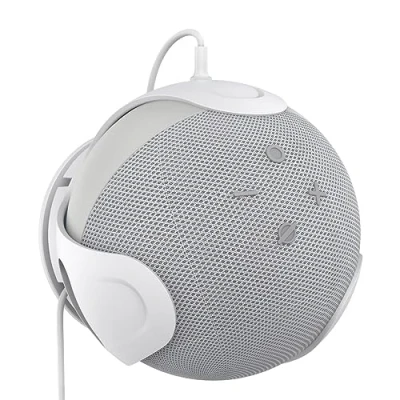 Abbildung von KSIEE Universelle Lautsprecherhalterung, Wandhalterung, rund, kompatibel mit Echo Dot 5. / 4. Generation, Google Nest für Echo, platzsparende Halterung, Weiß