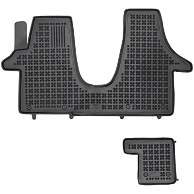 Abbildung von REZAW PLAST 200109 Fußmattensatz Gummi vorne und hinten 2 schwarz VOLKSWAGEN: Multivan 5 (7HM, Transporter Bus, Kastenwagen
