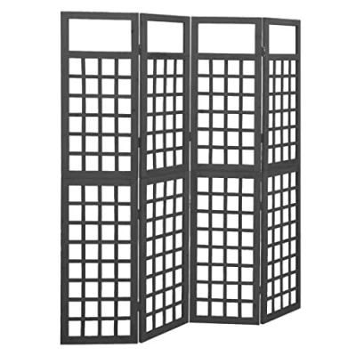 Abbildung von vidaXL Tannenholz Massiv Paravent Spalier 4 TLG. Rankhilfe Raumtrenner Raumteiler Trennwand Umkleide Sichtschutz Spanische Wand Schwarz 161x180cm