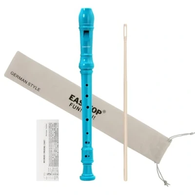 Abbildung von EAST TOP 8 Loch Kunststoff Sopranblockflöte für Kinder Anfänger, Griffflöten Blockflöteninstrument 3 teilig mit Reinigungsset, Baumwollbeutel, Grifftabelle, bunte Box (Blau)