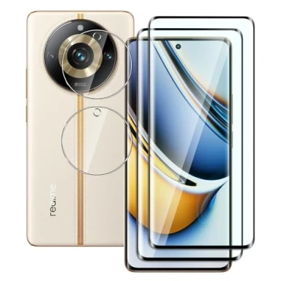 Abbildung von FWKDWHPH [2+2 Stück Temperglas Schutzfolie für Realme 11 Pro/11 Pro Plus und Kamera Schutzfolie,3D Volle Bedeckung,9H Härte,kratzfest,blasenfrei,HD Displayschutz