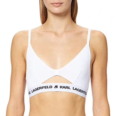 Abbildung von KARL Lagerfeld Peephole LOGO BRA Triangel BH, Damen, Größe: Medium, White