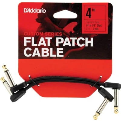 Abbildung von D&#039;Addario Gitarrenkabel Gitarren Patchkabel Instrumentenkabel Gitarrenzubehör flaches 4 Zoll / 101,6 mm versetzter rechtwinkliger 2 Stück