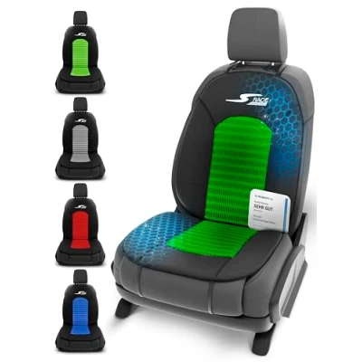 Abbildung von Walser Car Comfort Auto Sitzauflage S Race, Auszeichnung Sehr Gut* Autositzauflage, Sitzkissen PKW, Universal Sitzschoner Auto, Vordersitze, Sitzunterlage grün/schwarz
