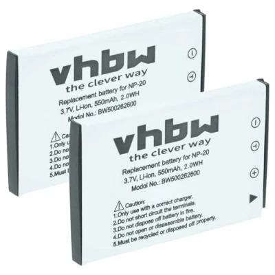 Abbildung von vhbw 2X Akku kompatibel mit Casio Exilim EX Serie Z70, Z75, Z77, Z770, Z8 Kamera Digicam DSLR (550mAh, 3,6V, Li Ion)