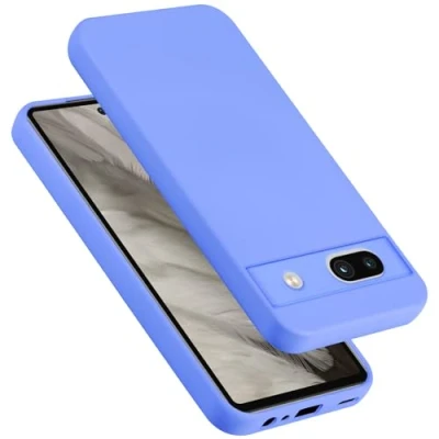 Abbildung von Cadorabo Hülle kompatibel mit Google Pixel 7A Silikon Handyhülle für Case aus flüssigem Kratzfeste und stoßfeste dünne TPU Schutzhülle Liquid HELL LILA