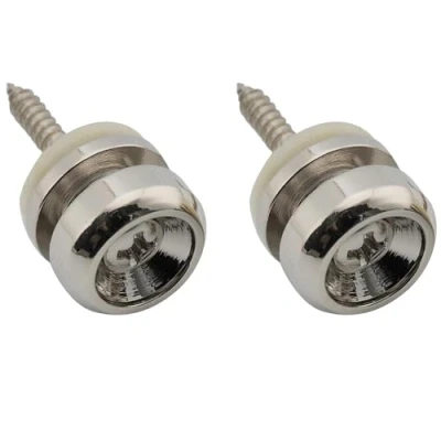 Abbildung von Musiclily Pro 14mm Stahl D Typ Gitarrengurt Knöpfe Strap Buttons Endknopf Gurtpins für E Gitarre Akustikgitarre Konzertgitarre Ukulele, Nickel (2er Set)