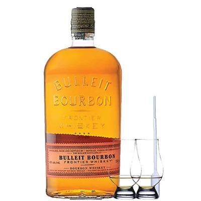 Abbildung von Bulleit Bourbon Frontier Whiskey 0,7 Liter + 2 Glencairn Gläser Einwegpipette 1 Stück