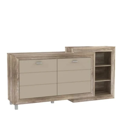 Abbildung von FORTE Genetic Kommode mit 2 Türen, Holzwerkstoff, Eiche Antik kombiniert Beige Glanz, 66 x 90,3 180 cm