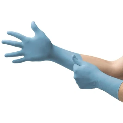 Abbildung von Ansell TouchNTuff 92 670 Nitril Einweghandschuhe Puderfrei, Professionelle Schutzhandschuhe für Chemie und Mechanik, Lebensmittel Einmalhandschuhe, Latexfrei, Blau, Größe L (100 Handschuhe)