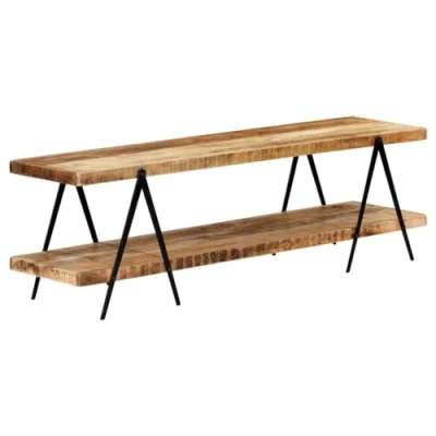 Abbildung von vidaXL Mangoholz Massiv TV Schrank mit 2 Regalen Handgefertig Lowboard Fernsehtisch Fernsehschrank HiFi Möbel Sideboard 160x40x50cm
