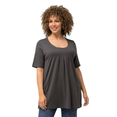 Abbildung von Ulla Popken Tshirt basic, Damen, Größe: 50/52, Anthracite