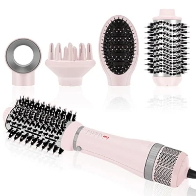 Abbildung von 4 IN 1 Haartrockner Warmluftbürste Set, PARWIN PRO BEAUTY Styler Föhnbürste mit Aufsätze zum Trocknen, Glätten, Volumen und Stylen, Ionen Pflege, 1000 Watt, Rosa