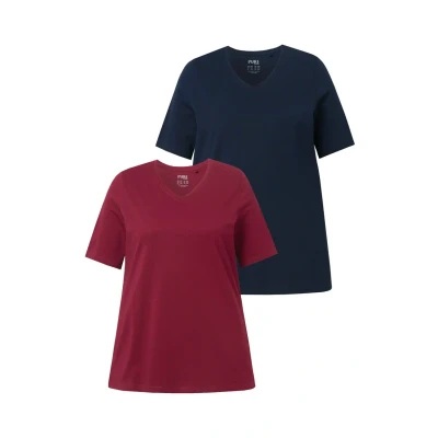 Abbildung von Ulla Popken LOT DE 2 Tshirt basic, Damen, Größe: 42/44, Dark cherry red