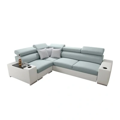 Abbildung von All4All Ecksofa mit Schlaffunktion Plato 282x205 cm Sofa Bettkasten Schlafsofa L Form Eckcouch für 4 Personen Wohnzimmer Seite Links Mintfarbe/Weiß 26